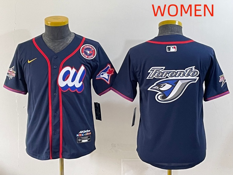 women 2025 Toronto Blue Jays blank dark blue 2025 MLB All Star Nike  Jersey style 3->women mlb jersey->Women Jersey